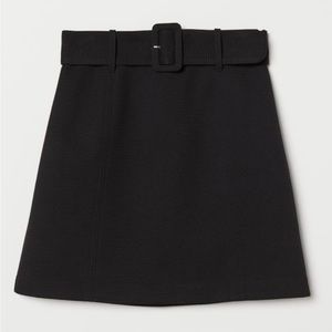 H&M black textured belted mini skirt